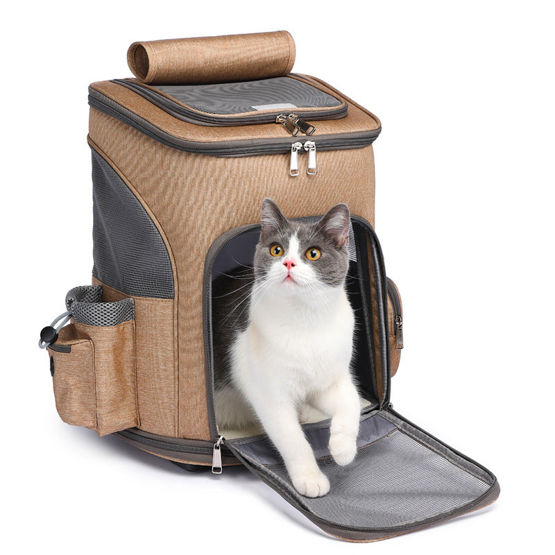 Rolling Pet Travel Backpack – Cat & Small Dog Carrier