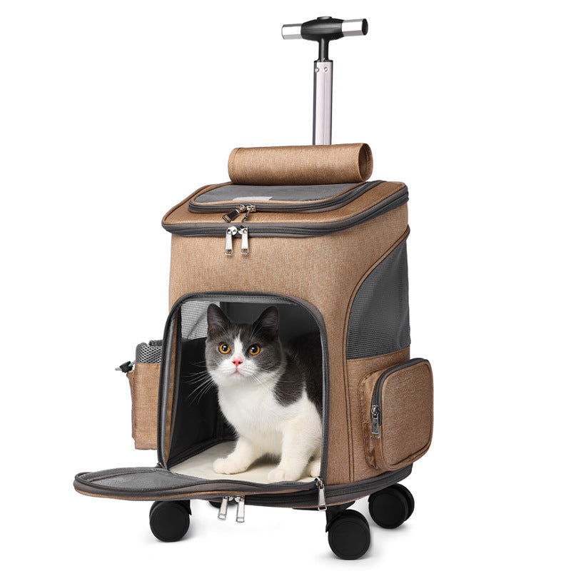 Rolling Pet Travel Backpack – Cat & Small Dog Carrier