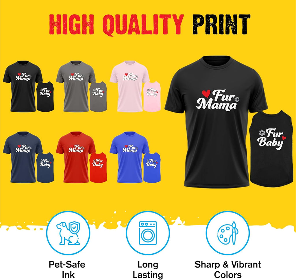 Dog and Owner Matching Clothes - Adorable Fur Mama Fur Baby Dog Matching Outfits with Owners - Soft Pet Clothes Black