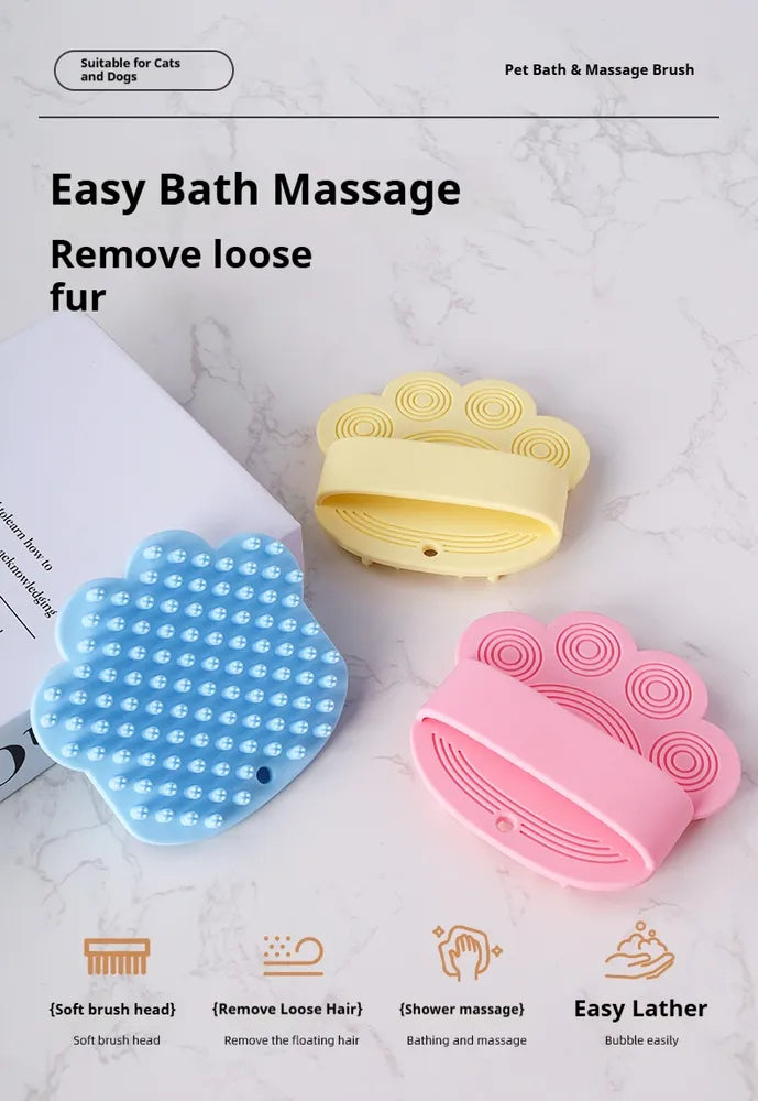 Soothing silicone bath massage brush for pets