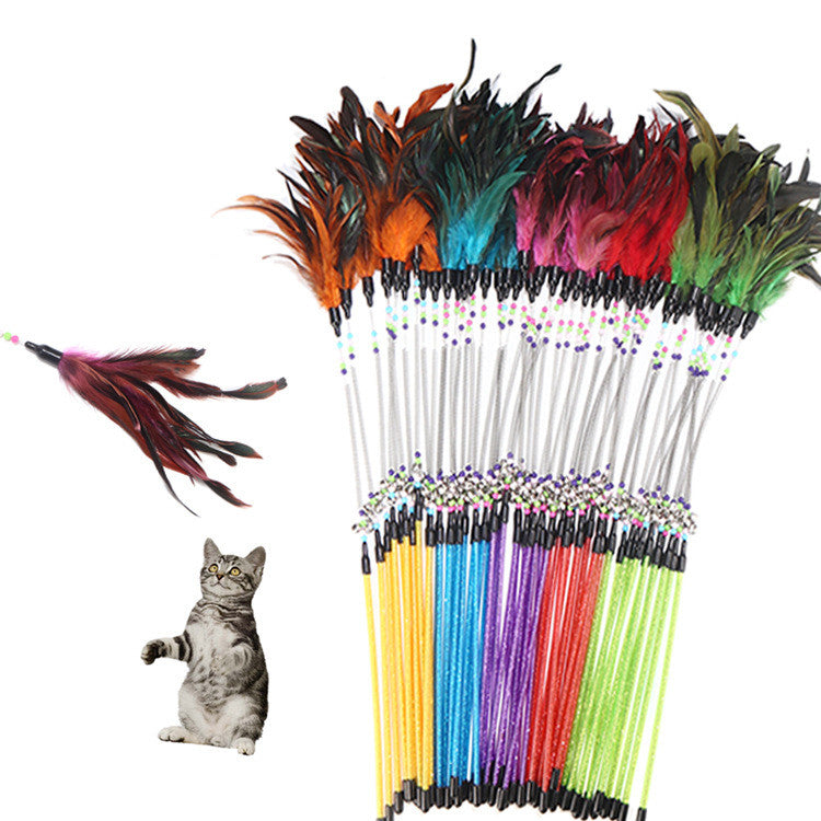 Feather and bell cat teaser wand