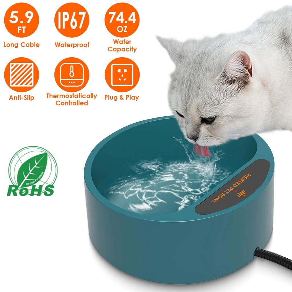 Heated pet bowl non-slip base