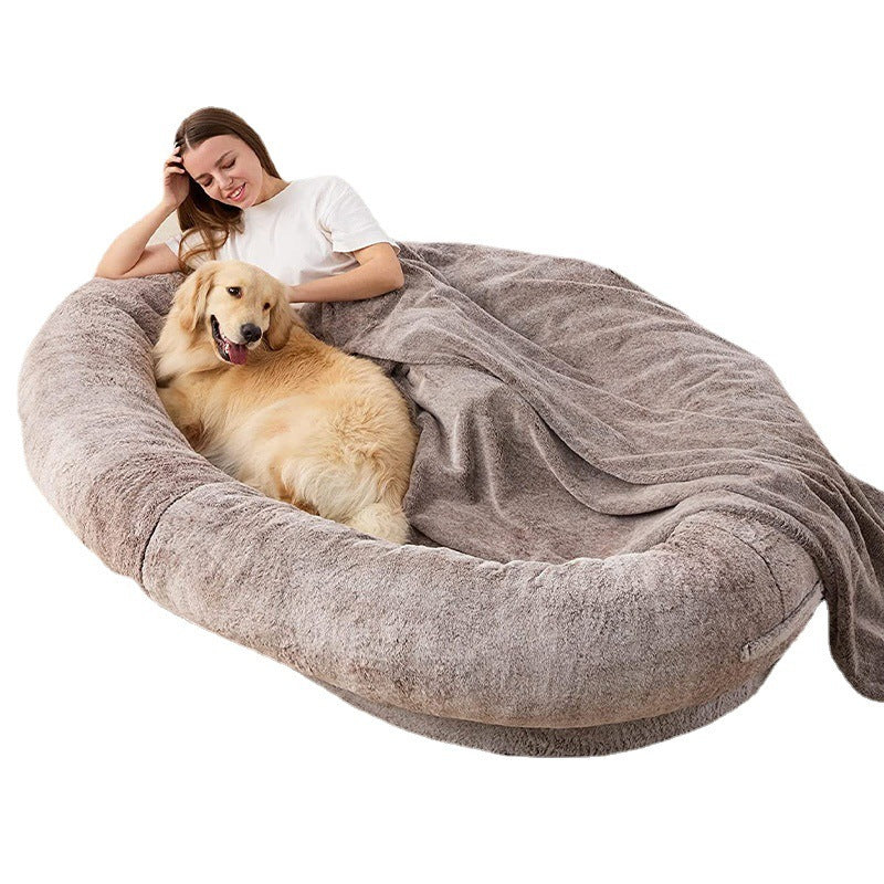 Oversized Plush Dog Bed – Human-Style Cozy Pet Lounger