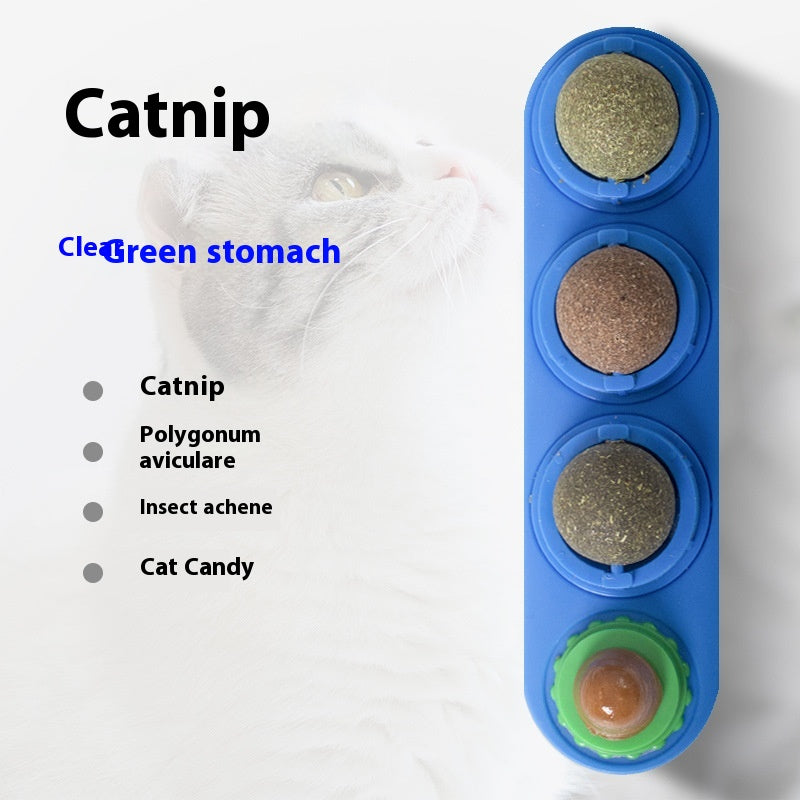 Catnip ball toy green wall mounted