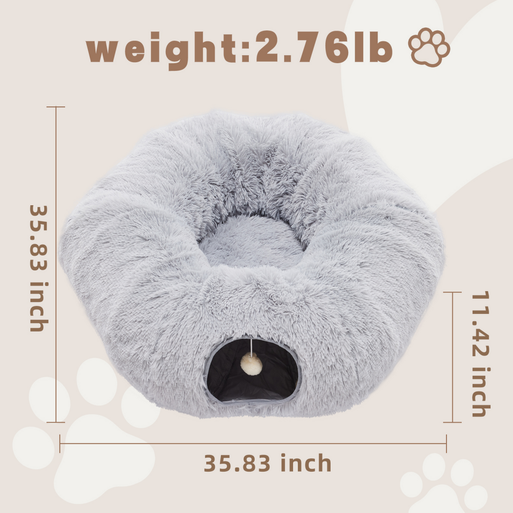 Plush cat cave bed top view