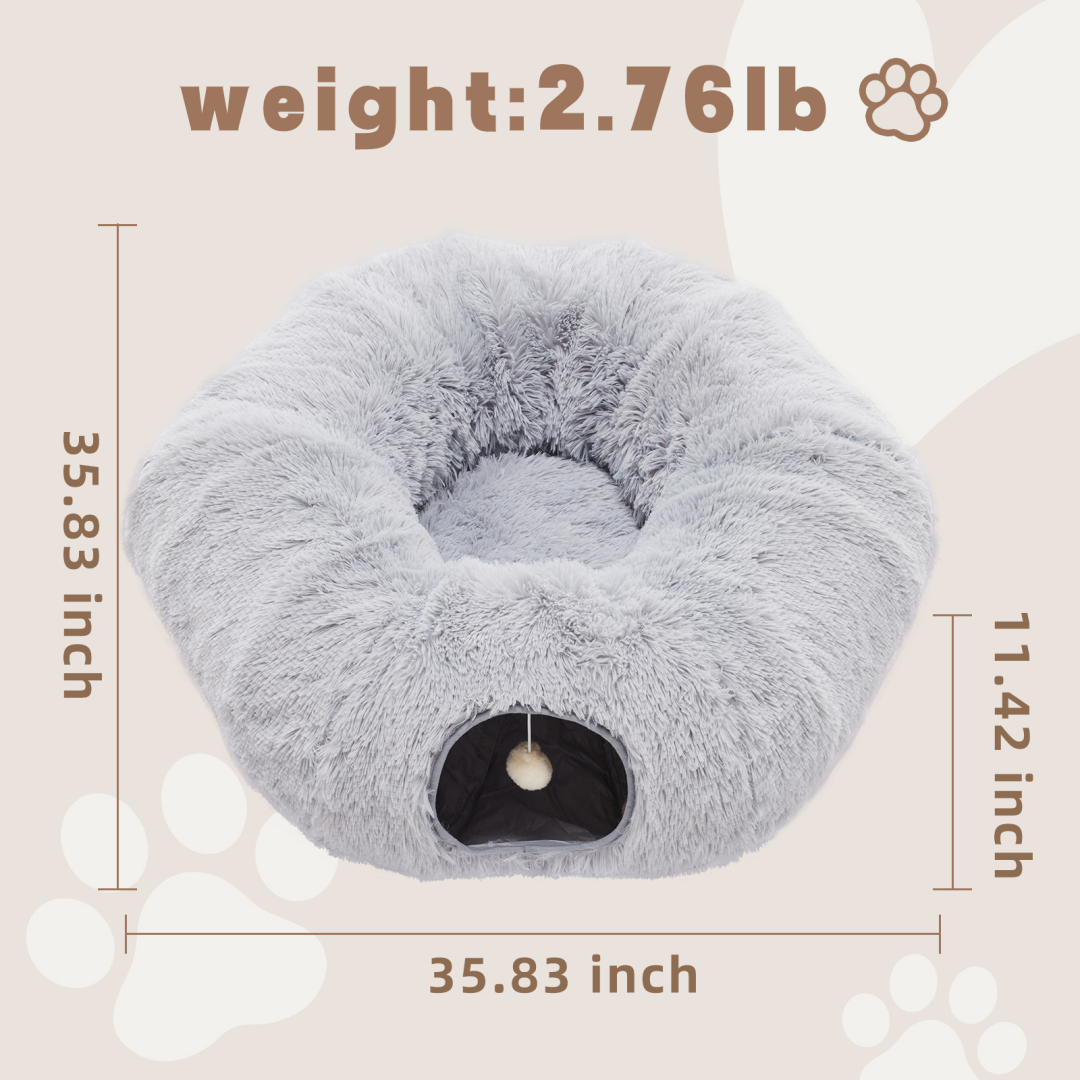 Plush cat cave bed top view