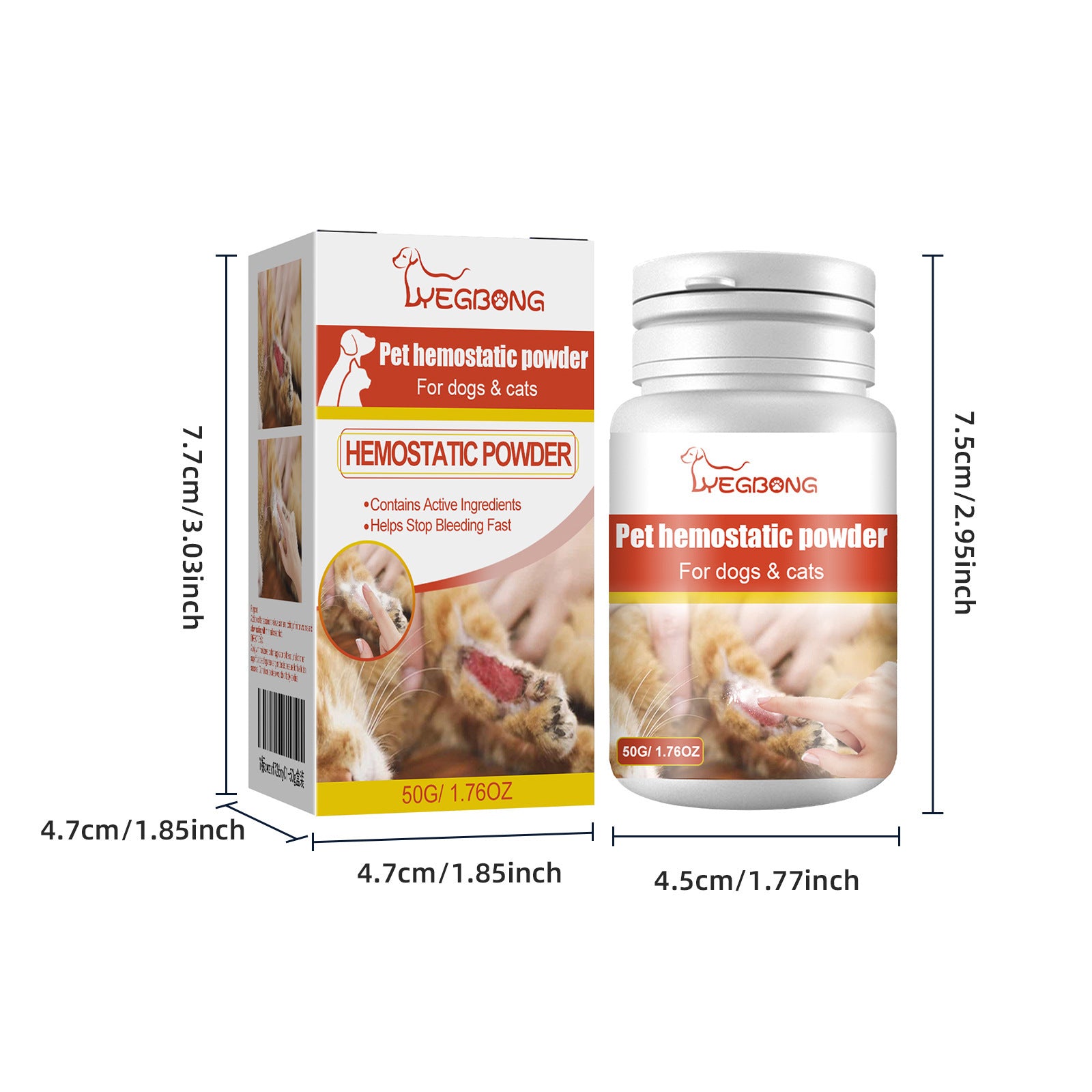 Pet styptic powder 50g container