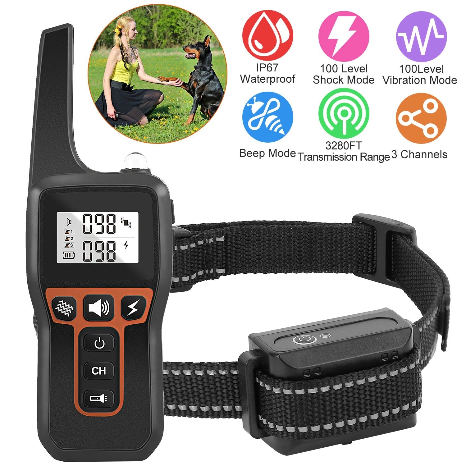 Dog Training Collar – Waterproof Remote with Beep, Vibration & Shock (Receiver or Full Set)