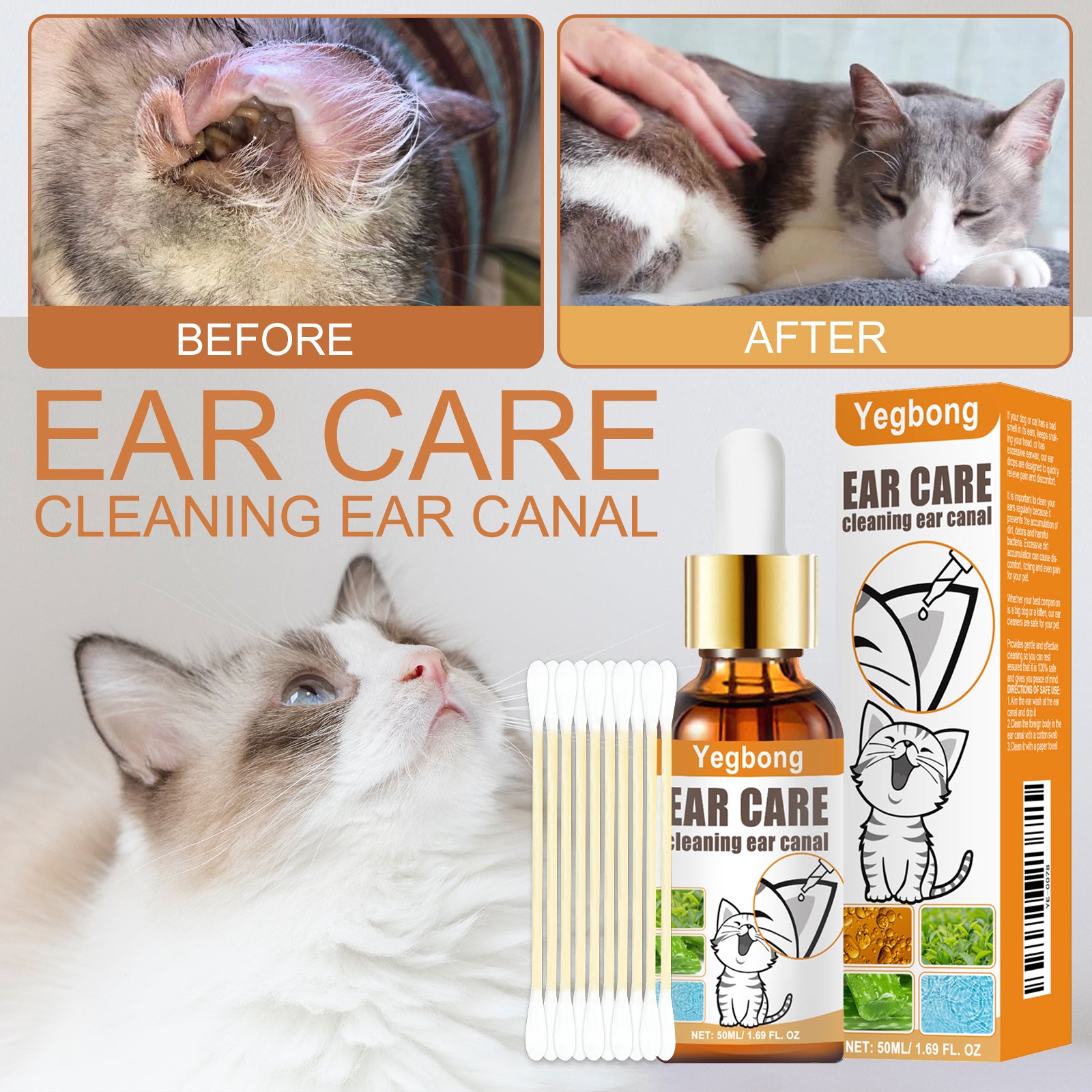 Pet ear cleaner drops 50ml bottle