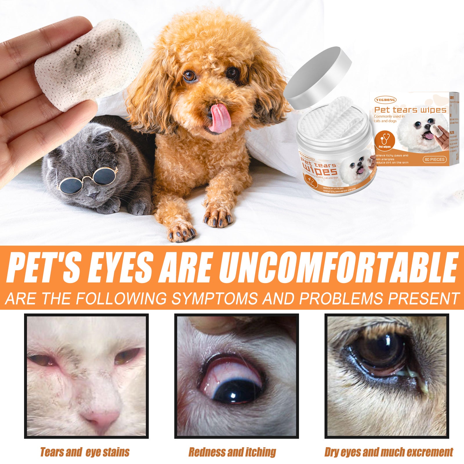 Pet tear stain wipes packaging