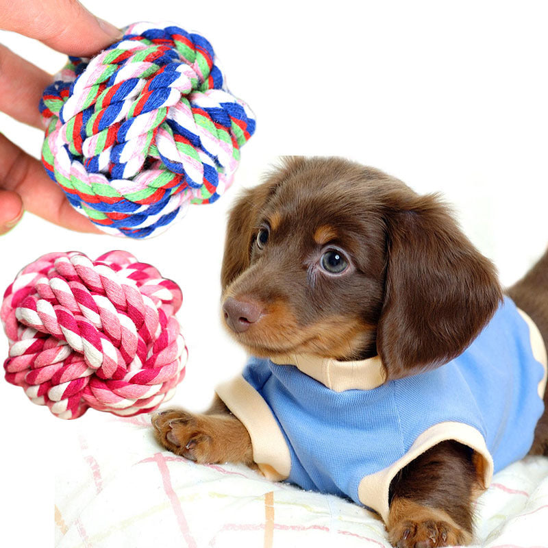 Woven cotton rope ball dog toy