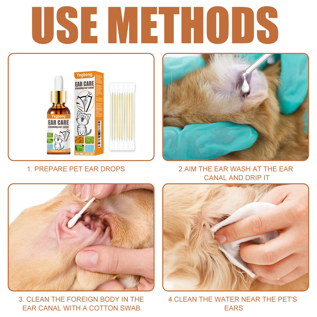 Ear cleaner drops being applied to a dog's ear