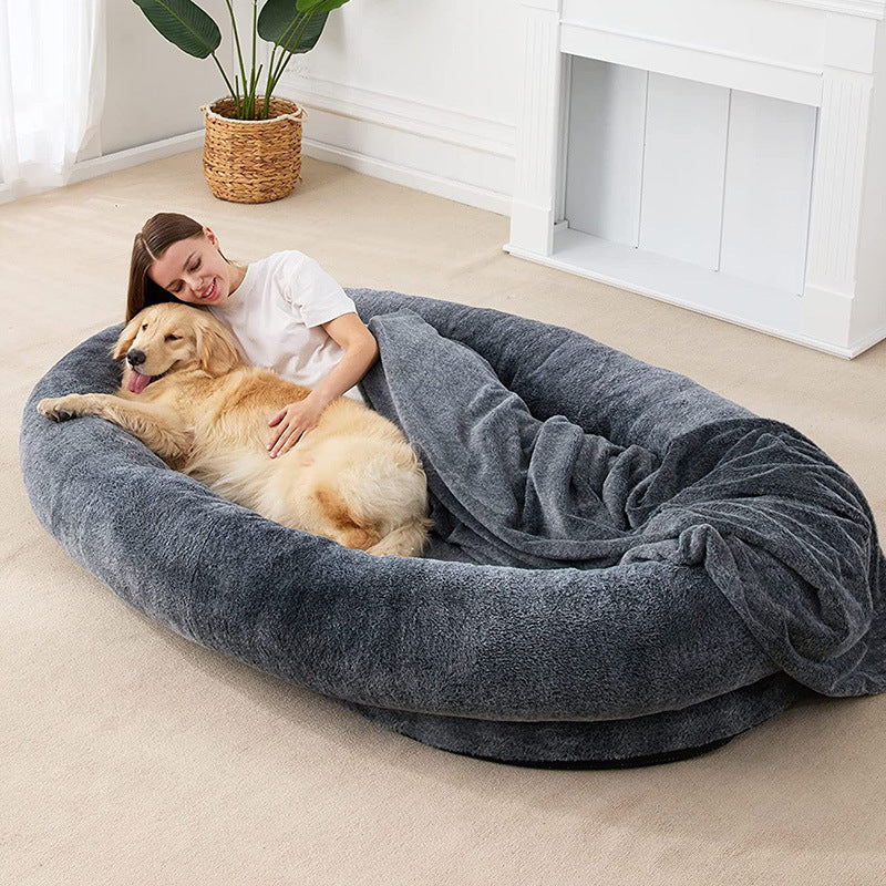 Oversized Plush Dog Bed – Human-Style Cozy Pet Lounger