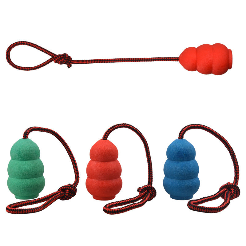 Dog tug toy with rubber gourd