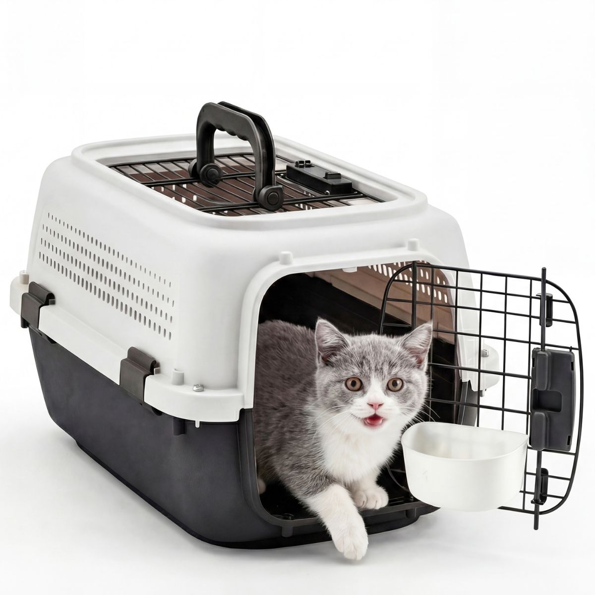 TSA-Approved Hard-Sided Cat Travel Carrier - white black