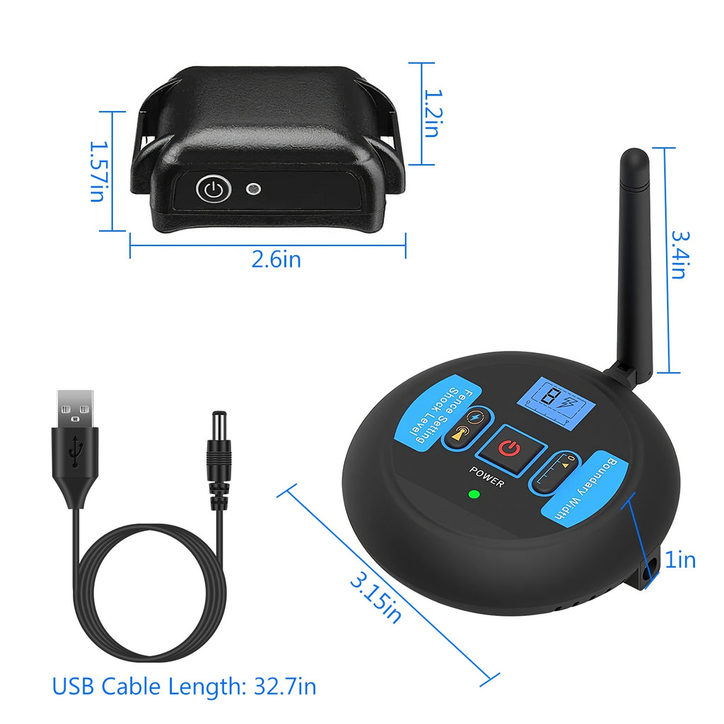 Wireless Dog Fence & Training Collar – Safe Shock Boundary System for Small, Medium & Large Dogs