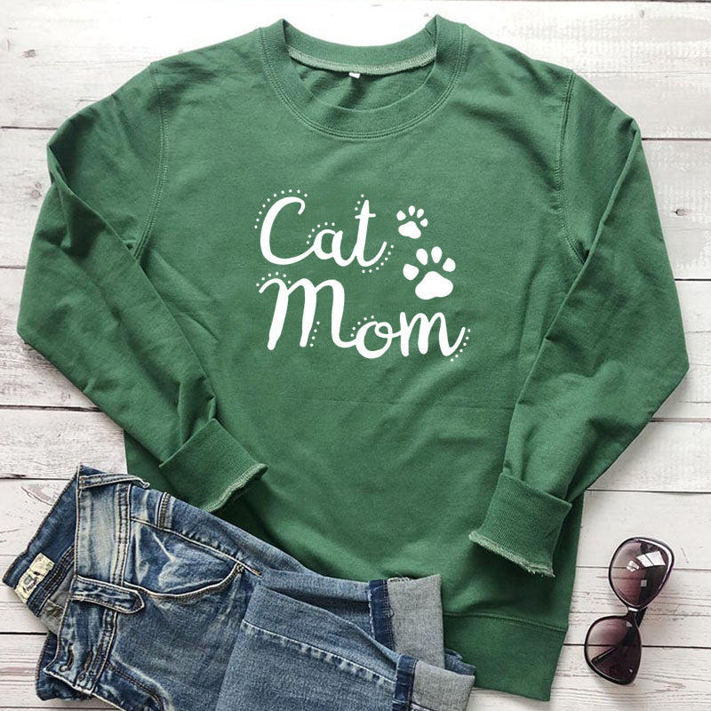 Cat Mom Sweater – Cozy Cotton Pullover for Women | Cute Cat Lover Gift