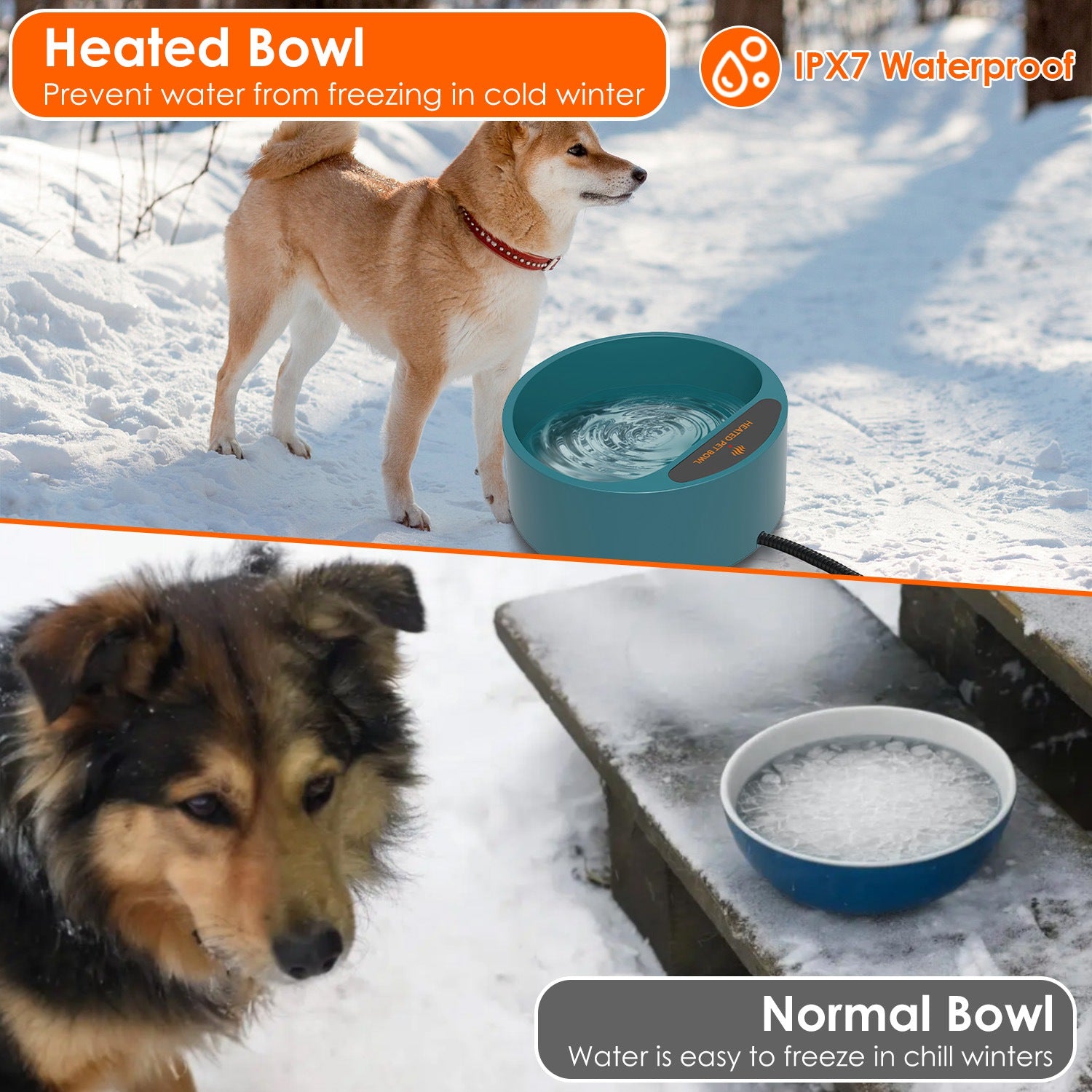 Heated pet water bowl outdoor use