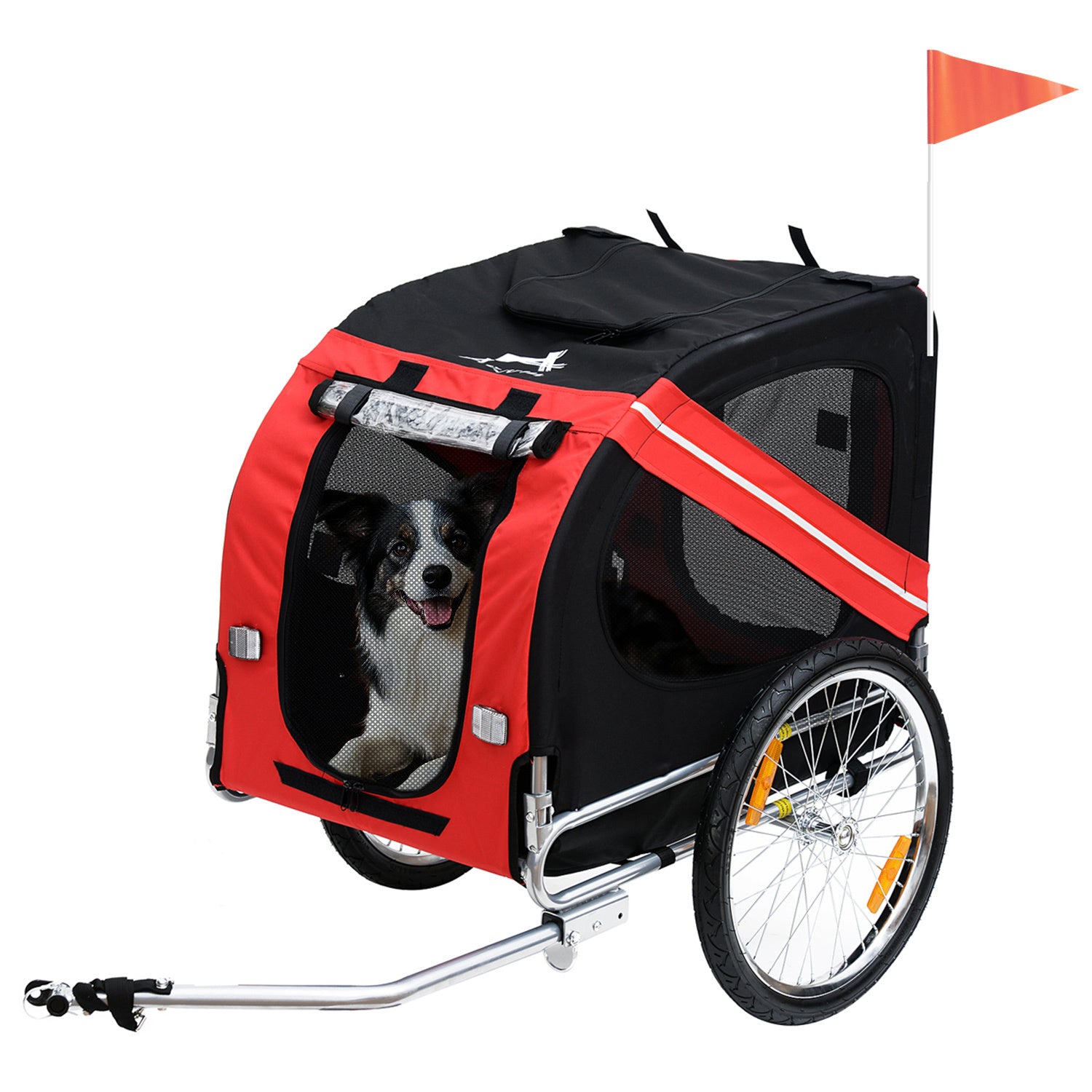 Foldable Dog Bike Trailer with Mesh & 3 Entrances