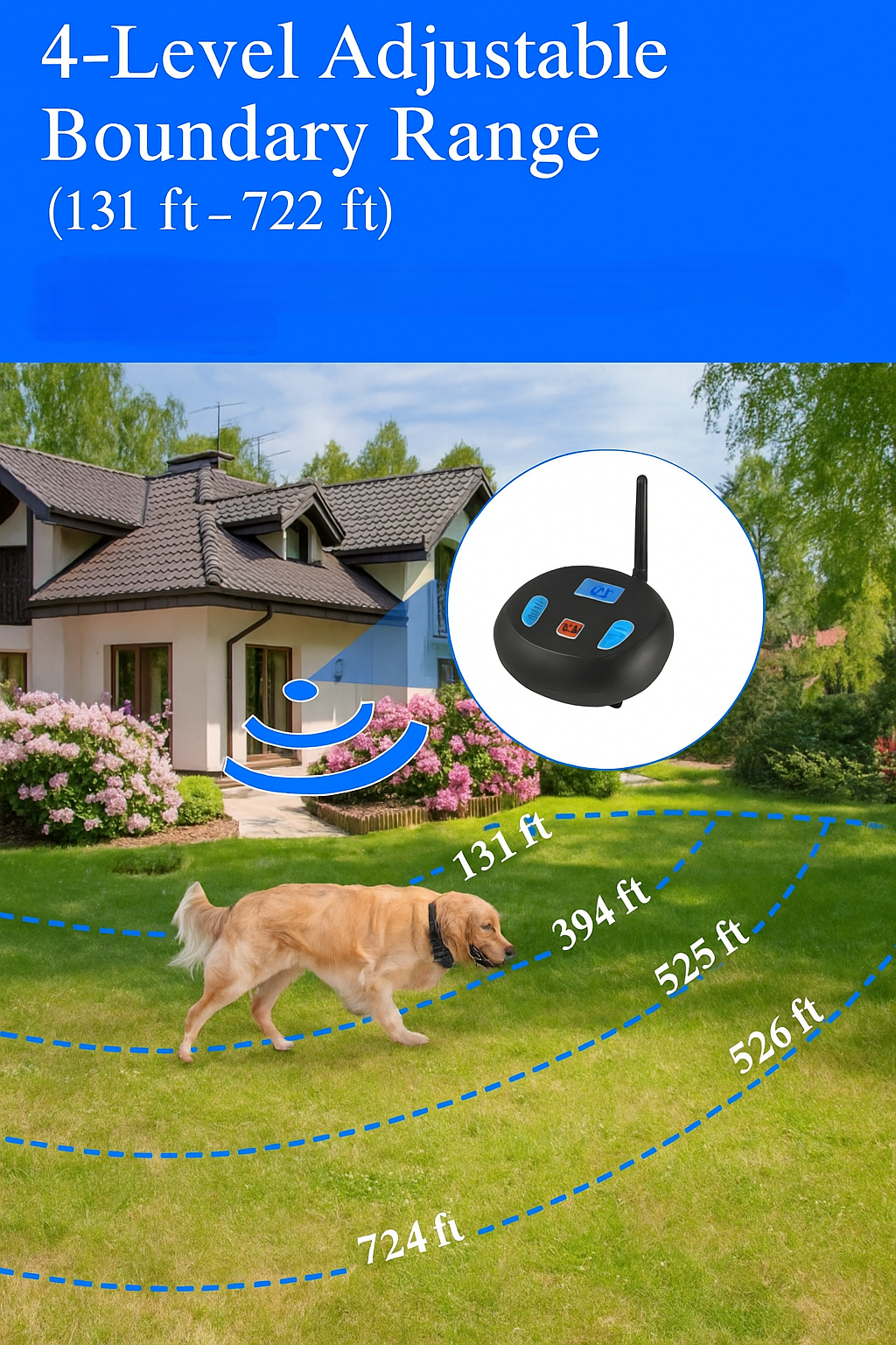Wireless Dog Fence & Training Collar – Safe Shock Boundary System for Small, Medium & Large Dogs