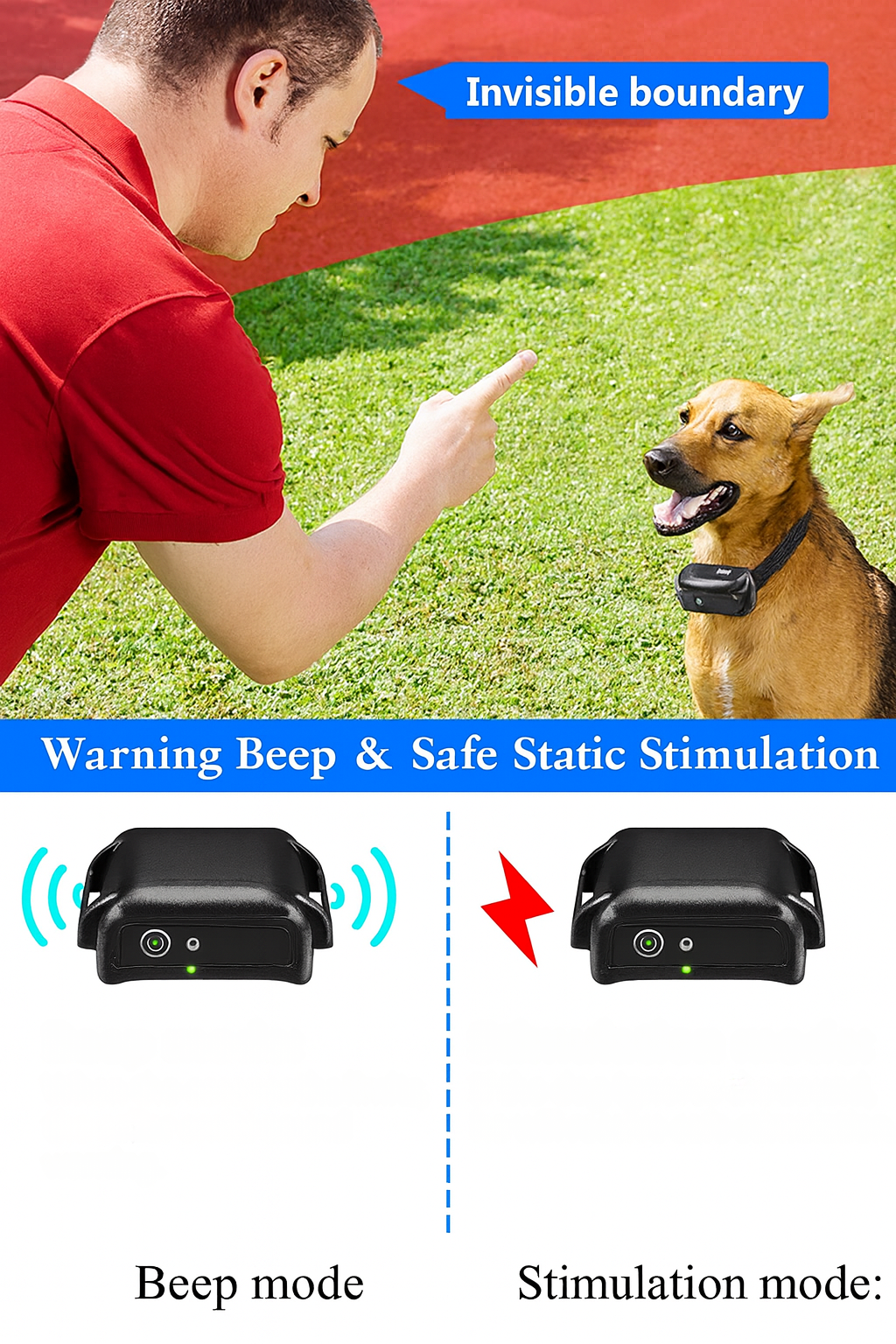 Wireless Dog Fence & Training Collar – Safe Shock Boundary System for Small, Medium & Large Dogs