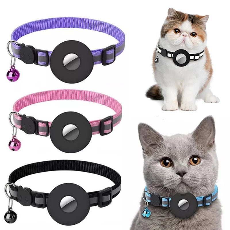 Reflective Waterproof Airtag Pet Collar – Nylon Cat & Dog Tracker Holder