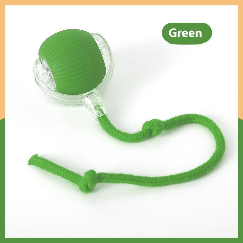 Interactive cat ball toy green with rope