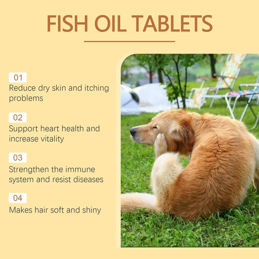 Dog fish oil tablets bottle label