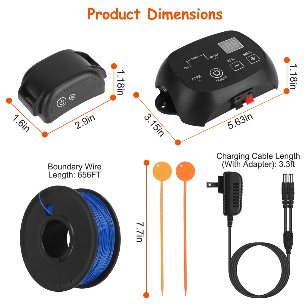 Underground Dog Fence System – Adjustable Levels & Waterproof Rechargeable Collar