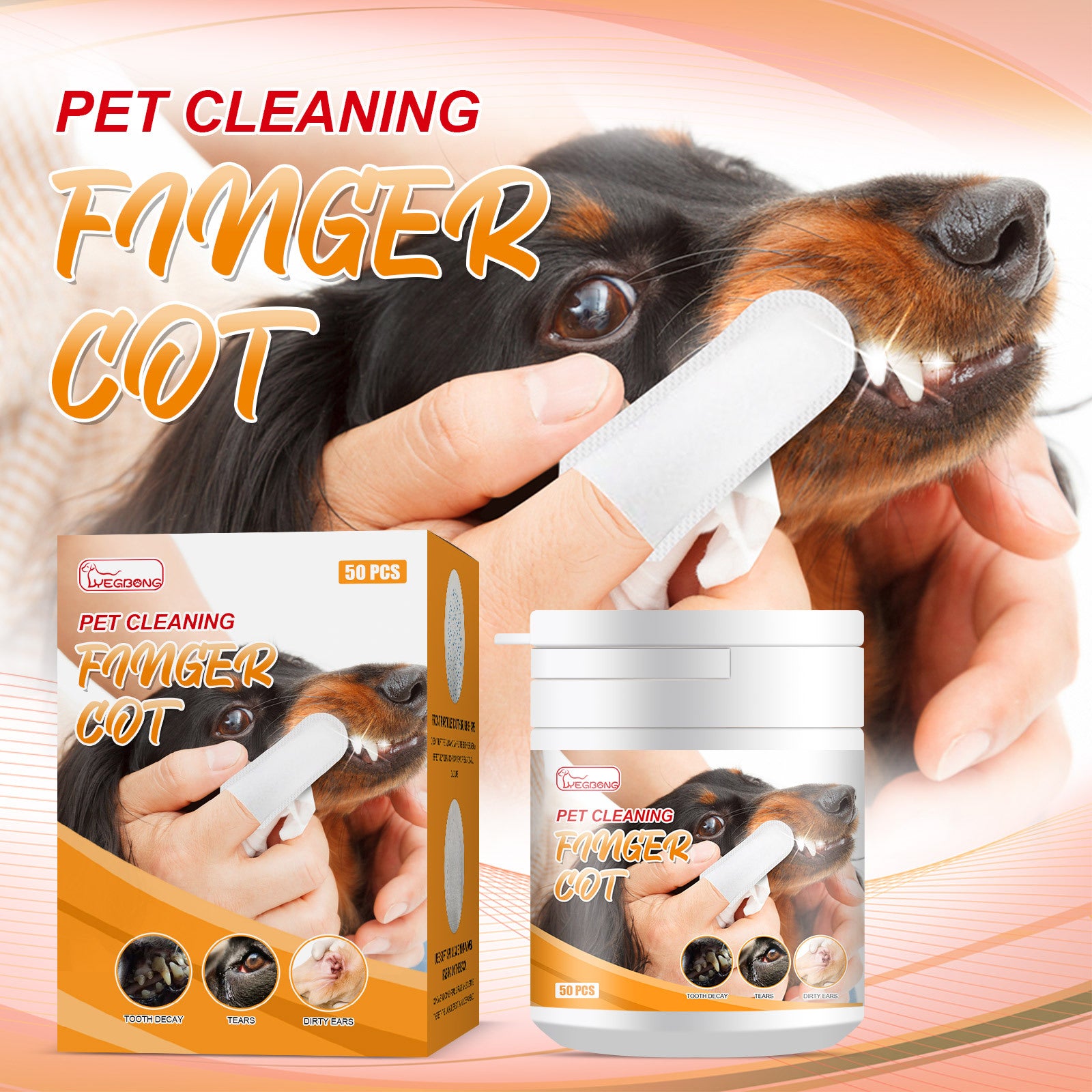 Pet dental finger wipes packaging