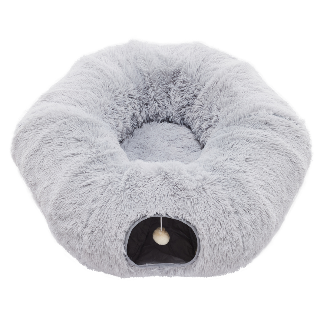 Peekaboo plush cat cave and tunnel bed