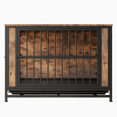 Rustic Wooden Dog Crate Kennel & Side Table with Doors (medium to large dogs)