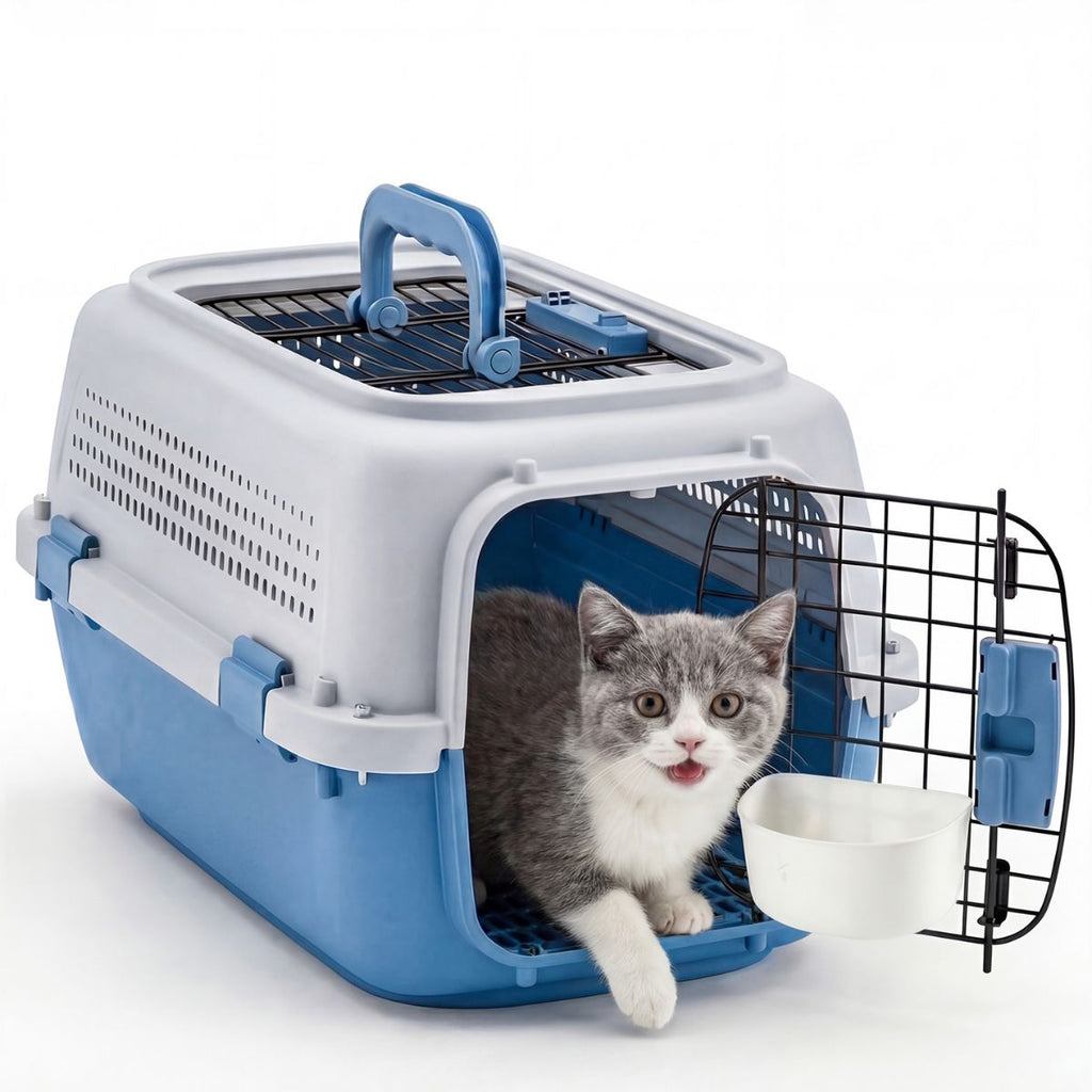 TSA-Approved Hard-Sided Cat Travel Carrier - grey blue