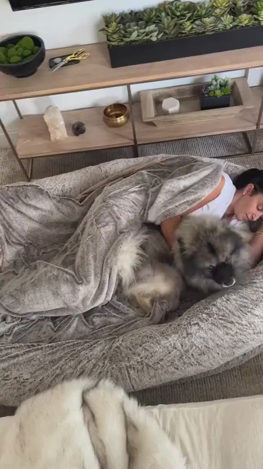 Oversized Plush Dog Bed – Human-Style Cozy Pet Lounger